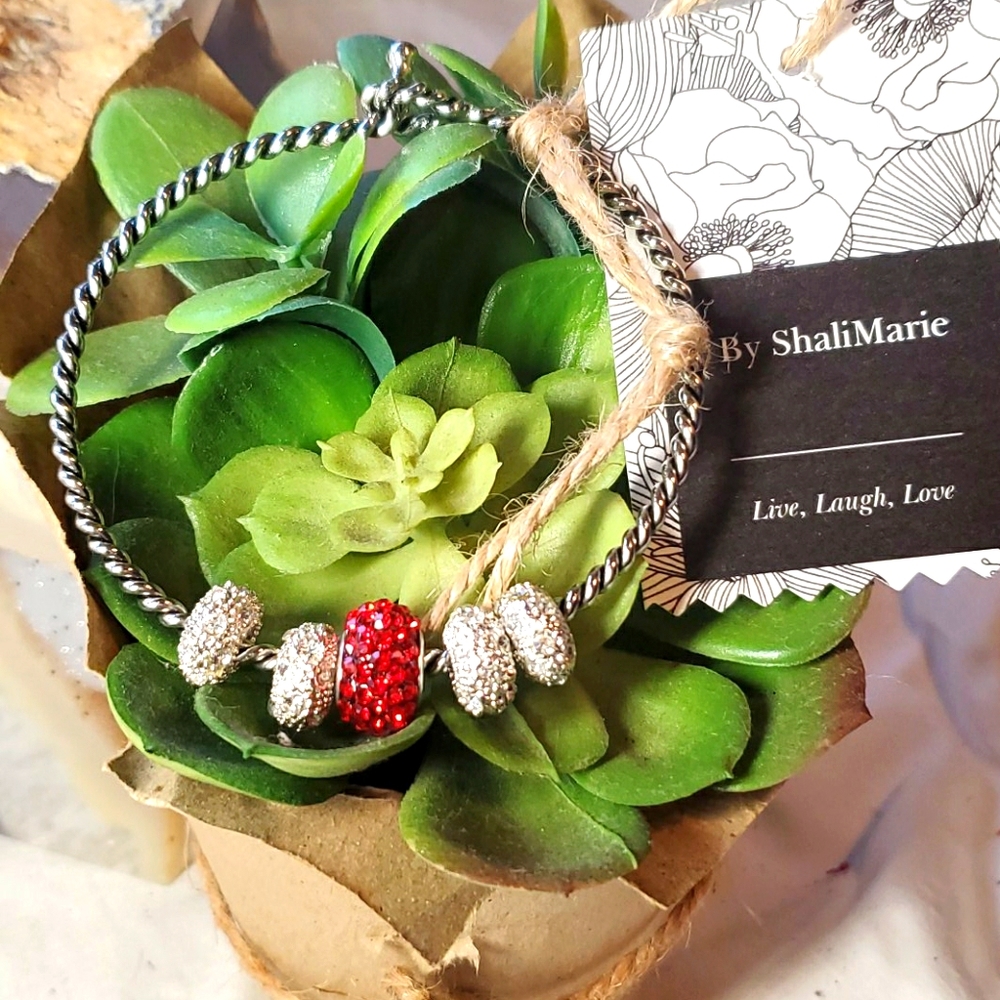 ShaliMarie bangle bracelet with red and Swarovski